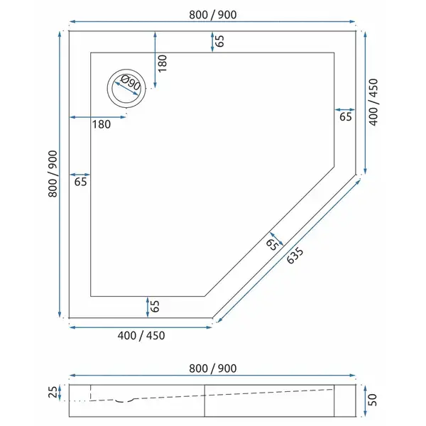 Душевой поддон REA DIAMOND 90X90 BLACK (REA-K8543)