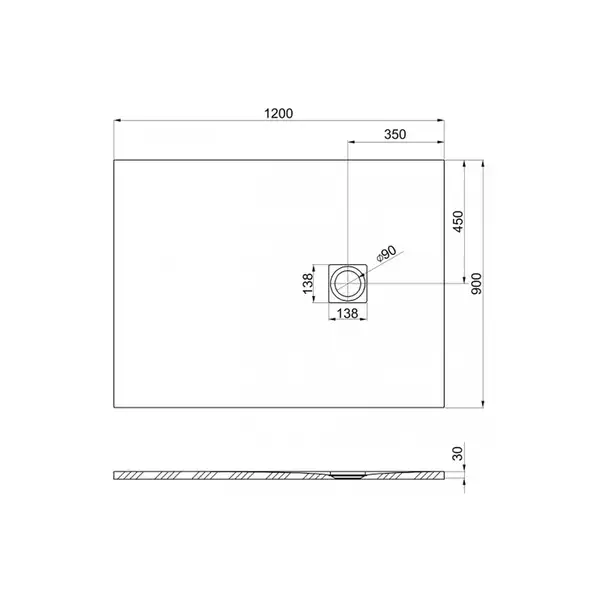 Піддон Roca Ignis 120x90, Cemento (AP7014B038401300)
