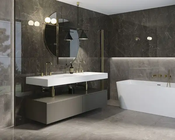 Плитка підлогова Wonderstone Grey SZKL RECT POL 59,8x119,8 код 9573 Ceramika Paradyz (RPR-0,6X1,2-1-WOST.GR)