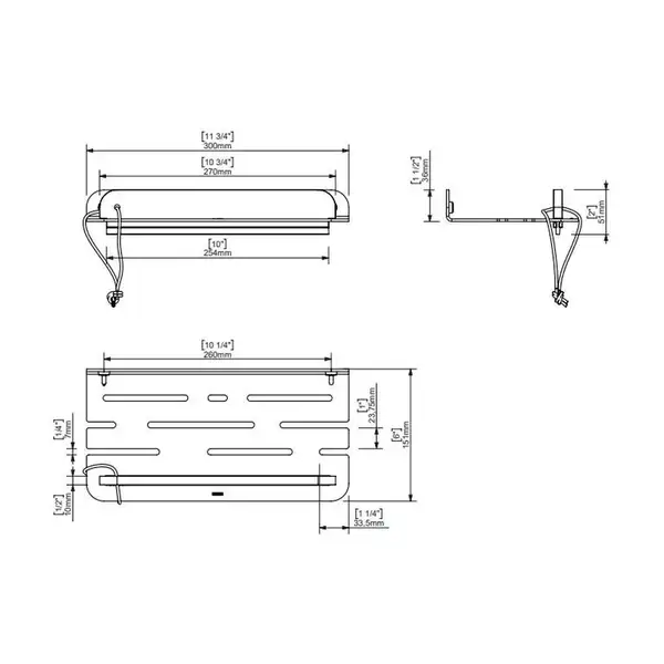 Полиця зі скребком Sonia Quick Aluminium Steel 300х51х151 мм, полірована сталь (185573)