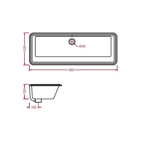 Умивальник вбудовуваний Artceram Gea, 90x33 (GEL002 01; 00)