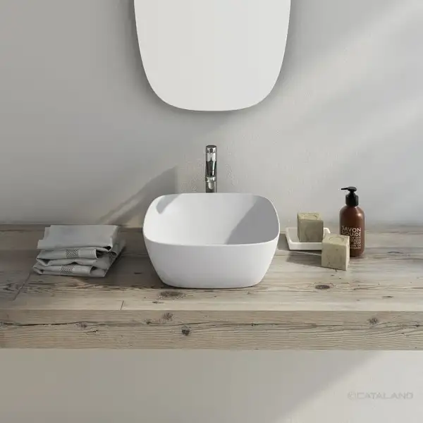 Раковина накладная на столешницу Catalano Green Lux Сolori 40 х 40 х h14 см, цвет - белый матовый 140APGRLXBM