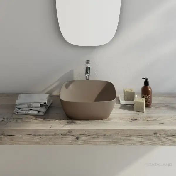 Раковина накладная на столешницу Catalano Green Lux Сolori 40 х 40 х h14 см, цвет - коричневый матовый 140APGRLXMS