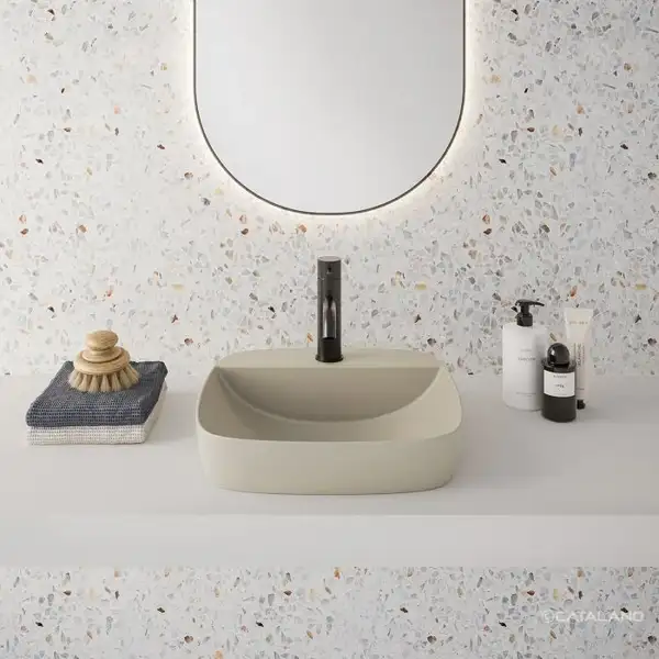 Раковина полувстраиваемая Catalano Green Lux Сolori 42 х 42 х h14 см, цвет - серый матовый 142GRLXNGS