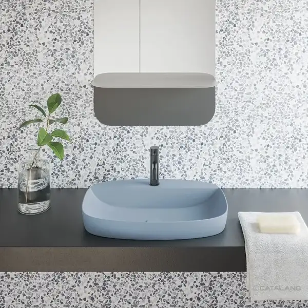 Раковина полувстраиваемая Catalano Green Lux Сolori 42 х 60 х h14 см, цвет - синий матовый 165GRLXNAS