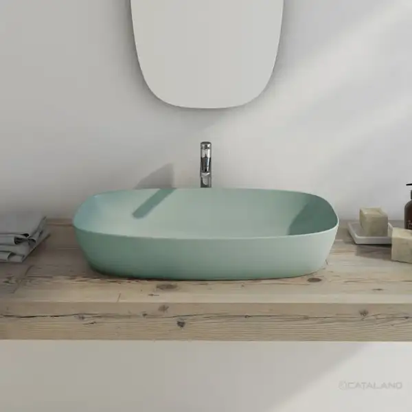 Раковина накладная на столешницу Catalano Green Lux Сolori 40 х 80 х h14 см, цвет - зелёный матовый 180APGRLXVS