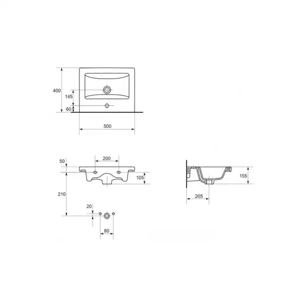 Cersanit Como 50 Умывальник мебельный, белый (CCWF1000793618) (CCWF1000790965/CCWF1000793618)
