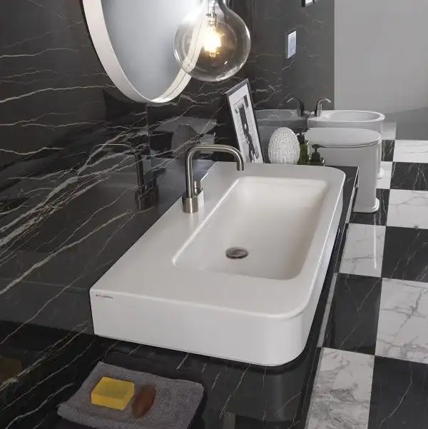 Умивальник підвісний Flaminia Madre, з переливом, 75 х 50 см, latte milky white matt (MA75L) (MA75LLAT)