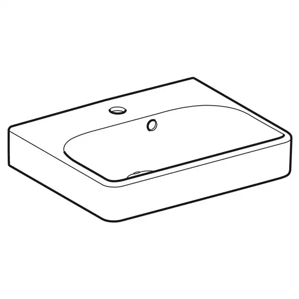 Маленькая (мини) раковина Geberit Smyle Square 45 х 36 х h16 см, с асимметричным переливом (500.222.01.1) фото 2 Aquada.com.ua
