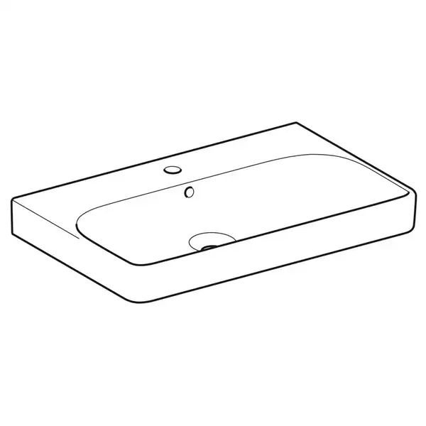 Раковина подвесная Geberit Smyle Square 75 х 48 х h16,5 см, с 1 отверстием под смеситель (500.249.01.1) фото 2 Aquada.com.ua