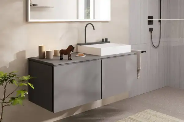 Раковина Hansgrohe Avalegra AquaUnit 58 х 47,5 х 10 см, без переливу, з функцією QuickClean+, із змішувачем, Brushed Black Chrome  22472340