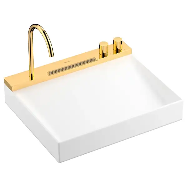 Раковина Hansgrohe Avalegra AquaUnit 58 х 47,5 х 10 см, без переливу, з функцією QuickClean+, із змішувачем, Polished Gold Optic  22472990