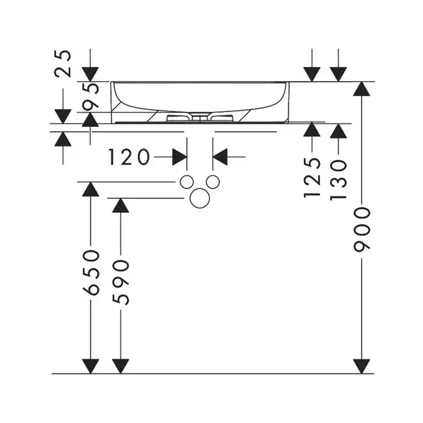 Раковина накладна на стільницю 40х55 см (покриття SmartClean) Hansgrohe Xuniva D  61072450
