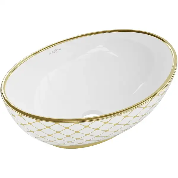 Умывальник (раковина) MEXEN ELZA WHITE DIAMOND GOLD накладной (MEX-21014009)