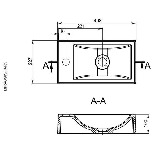 MIRAGGIO FARO R Умивальник, білий (0000194)