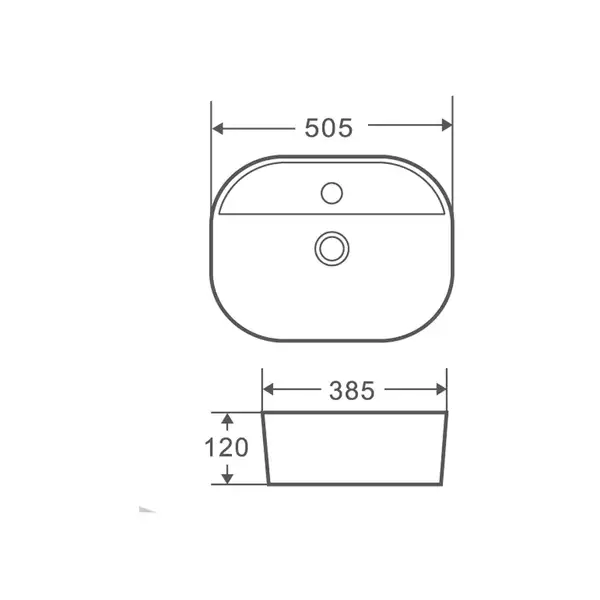 Умивальник накладний керамічний Mixxus Premium Ellipse-0201 505x385x120mm (MP6482)