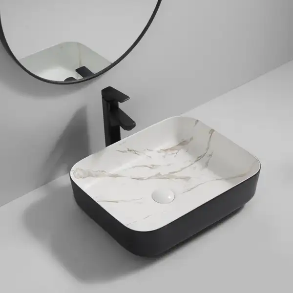 MIXXUS PREMIUM DIVERSE-0110 Раковина накладная, мрамор-черный (MP6517)