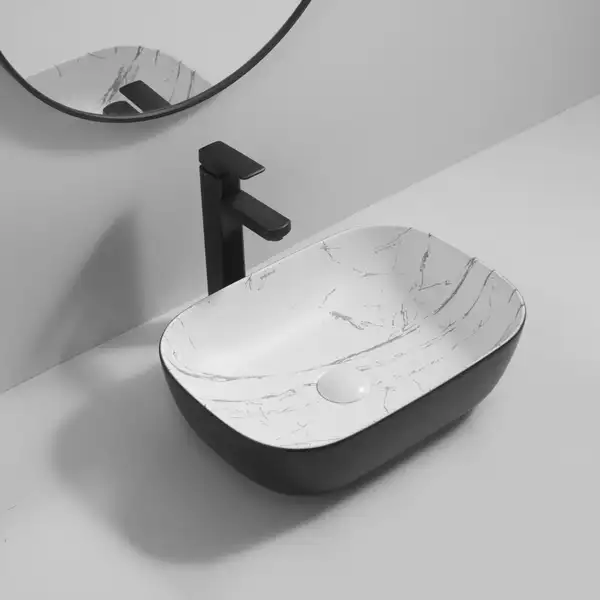 MIXXUS PREMIUM DIVERSE-0112 Раковина накладная, черный мрамор (MP6541)