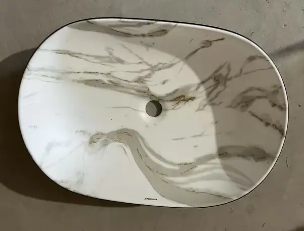 Раковина накладная MIXXUS PREMIUM ELLIPSE-0105, мрамор-черн. (MP6565)