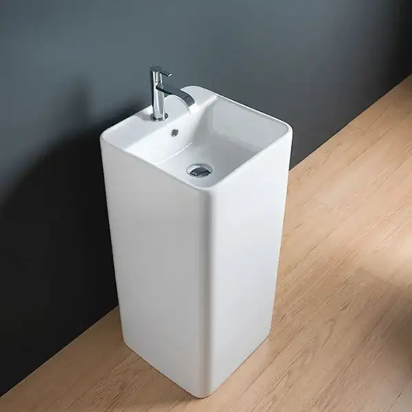 Nic-Design Умивальник окремо стоячий Nic Design Semplice 40х40х85 см з отвором під змішувач, злив у стіну, чорний глянець (001371008)