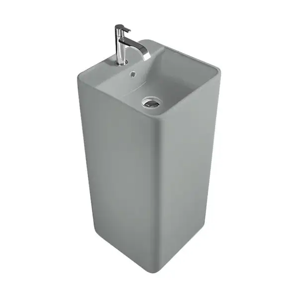 Nic-Design Умивальник окремо стоячий Nic Design Semplice 40х40х85 см з отвором під змішувач, злив у стіну, Cemento матовий (001371047)