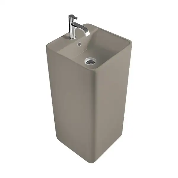 Nic-Design Умивальник окремо стоячий Nic Design Semplice 40х40х85 см з отвором під змішувач, злив у стіну, Sabbia матовий (001371051)