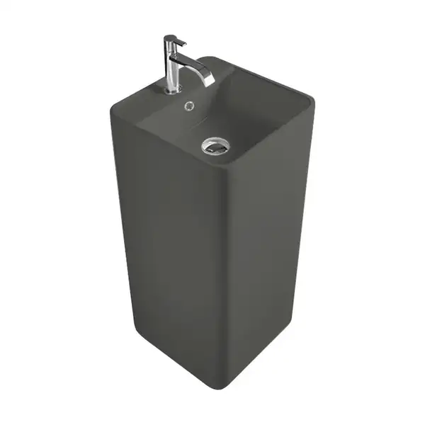 Nic-Design Умивальник окремо стоячий Nic Design Semplice 40х40х85 см з отвором під змішувач, злив у стіну, Argilla матовий (001371052)