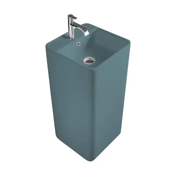 Nic-Design Умивальник окремо стоячий Nic Design Semplice 40х40х85 см з отвором під змішувач, злив у стіну, Polvere матовий (001371057)