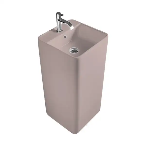 Nic-Design Умивальник окремо стоячий Nic Design Semplice 40х40х85 см з отвором під змішувач, злив у стіну, Cipria матовий (001371060)