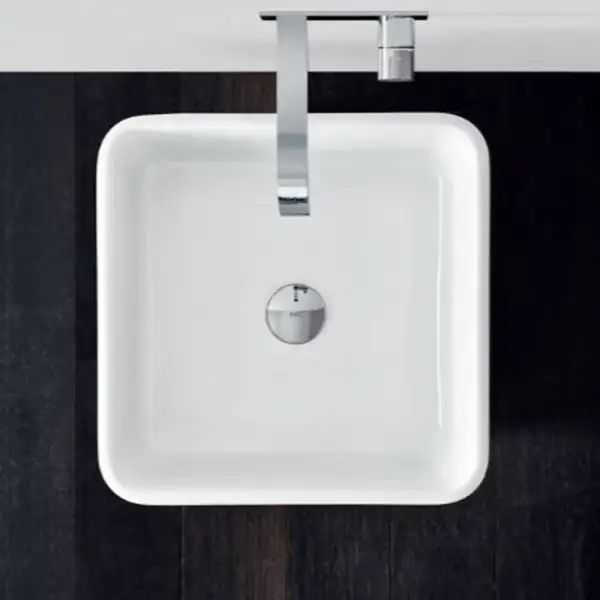 Умивальник окремо стоячий Nic Design Semplice 40х40х85 см без переливу, злив у підлогу, білий глянець (001373001)