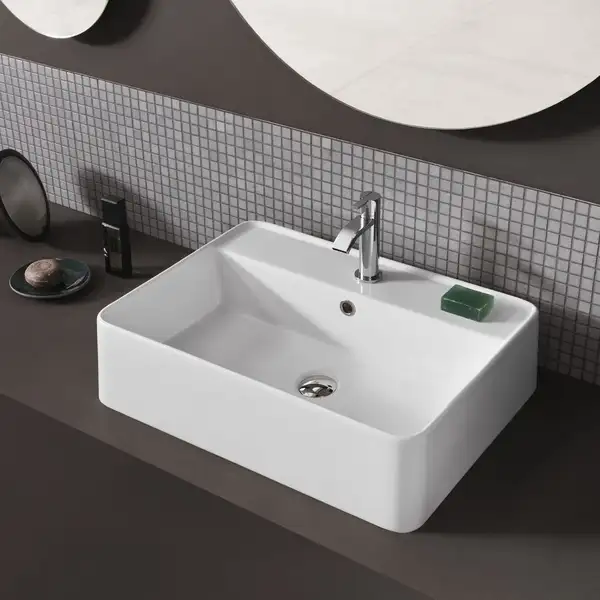 Nic-Design Умивальник на стільницю Nic Design Semplice 60х45х16 см з отвором під змішувач, чорний глянець C/F (001384008 CF)