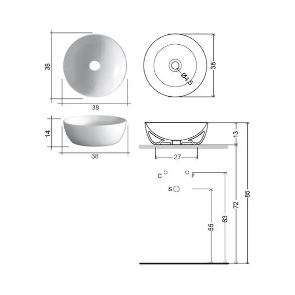 Умивальник на стільницю Nic Design Ovvio 38x14 см, Antracite matt (001446013)