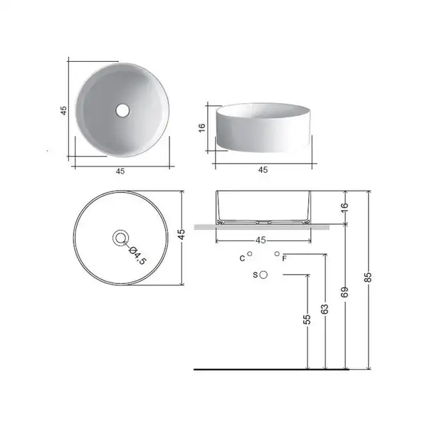 Nic-Design Nic Design Ovvio Умивальник на стільницю, білий глянець (001449001)