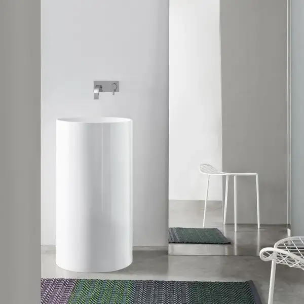 Умивальник окремо стоячий Nic Design Ovvio 45х85 см без переливу, зі зливом в підлогу, Polvere матовий (001453057)