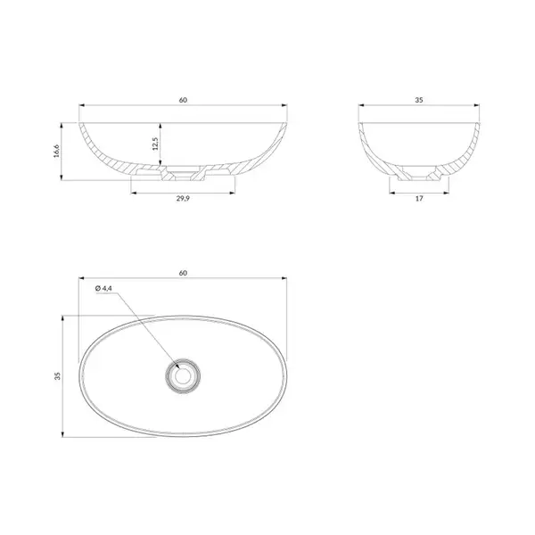 умивальник Omnires Shell 60x35 white (SHELLUNBP)