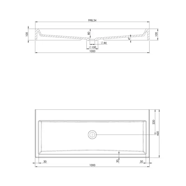 умивальник Omnires Thasos 42x100 white (THASOS1000BP)