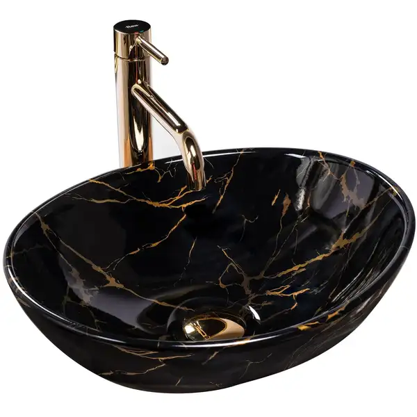 Rea Sofia Marble Black Умивальник накладний, чорний (REA-U5611)