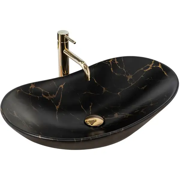 Умывальник (раковина) REA ROYAL 60 MARBLE BLACK MATT накладной черный (REA-U7478)
