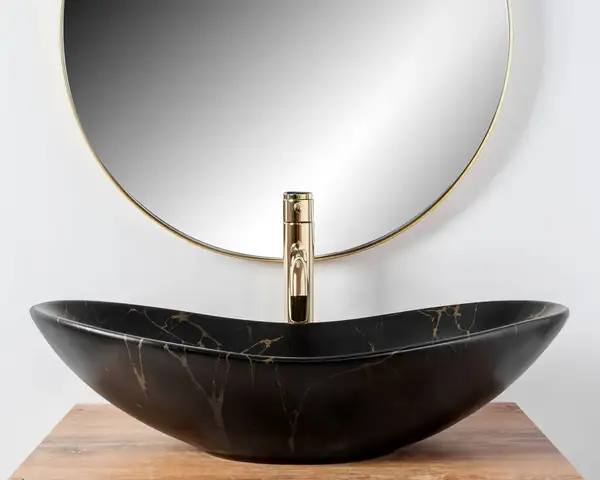 Умывальник (раковина) REA ROYAL 60 MARBLE BLACK MATT накладной черный (REA-U7478)