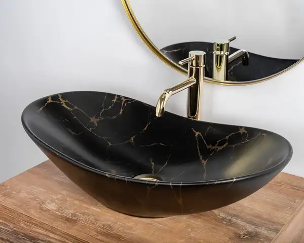 Умывальник (раковина) REA ROYAL 60 MARBLE BLACK MATT накладной черный (REA-U7478)