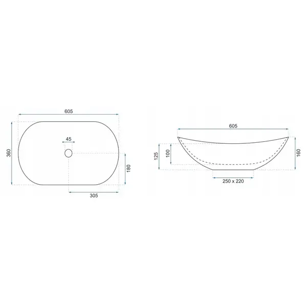 Умывальник (раковина) REA ROYAL 60 MARBLE BLACK MATT накладной черный (REA-U7478)