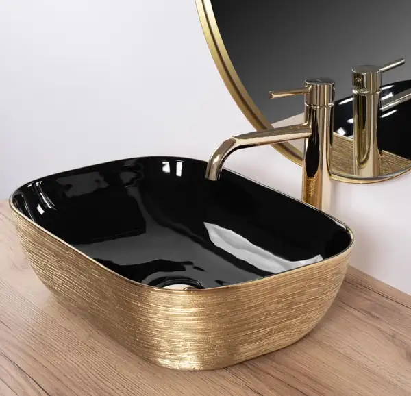 Умывальник (раковина) REA BELINDA BRUSHED GOLD BLACK накладной (REA-U8780)