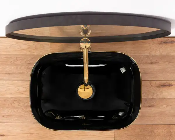 Умывальник (раковина) REA BELINDA BLACK GOLD EDGE накладной (REA-U8796)
