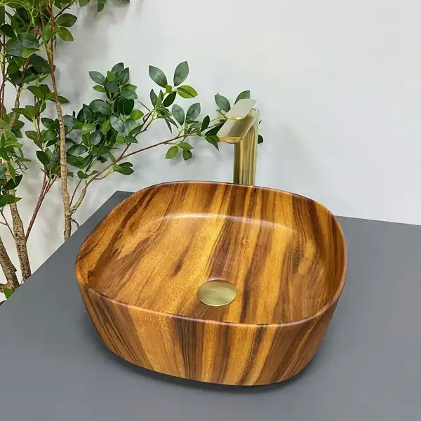 VBI AREZZO WOOD MATT Умивальник накладний, імітація дерева (VBI-013205)