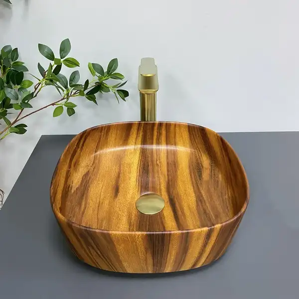 VBI AREZZO WOOD MATT Умивальник накладний, імітація дерева (VBI-013205)