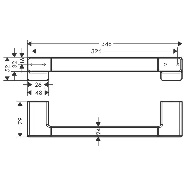 Поручень 348 мм Hansgrohe AddStoris, матовый чёрный хром (41744340) фото 2 Aquada.com.ua