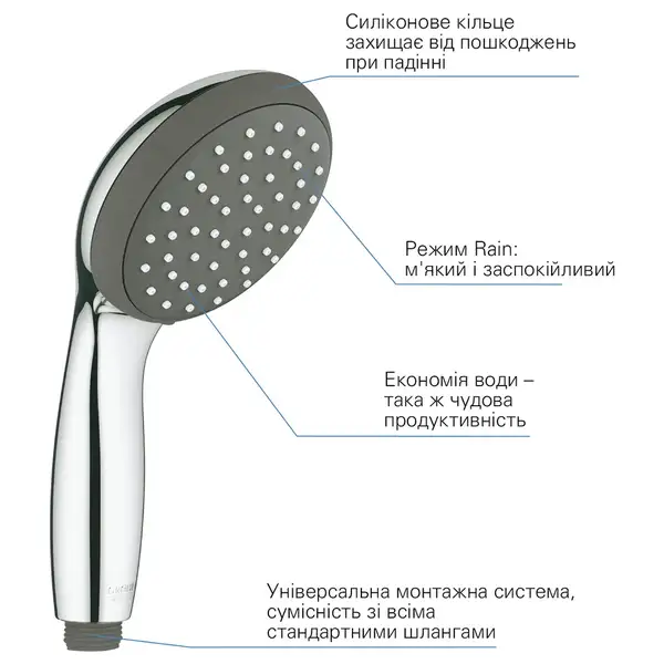Лійка для ручного душу, 1 режим струменя Grohe Vitalio Start 100 27940000