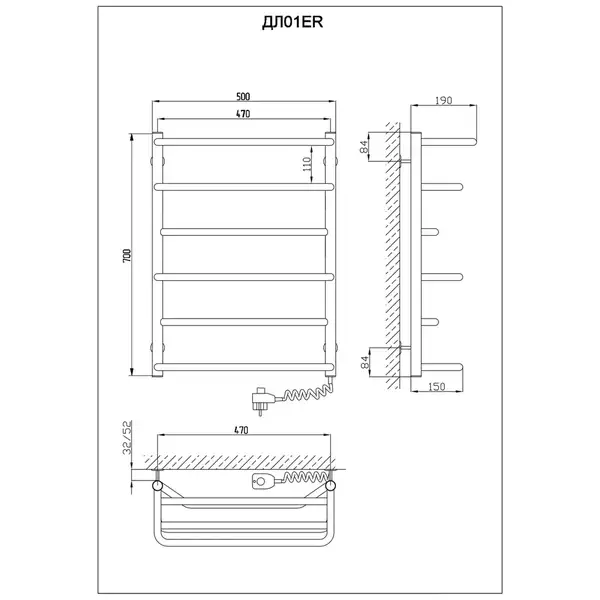 Рушникосушарка KOSSER Лотос 700х530/6 ЕR рег. (ДЛ01ER)