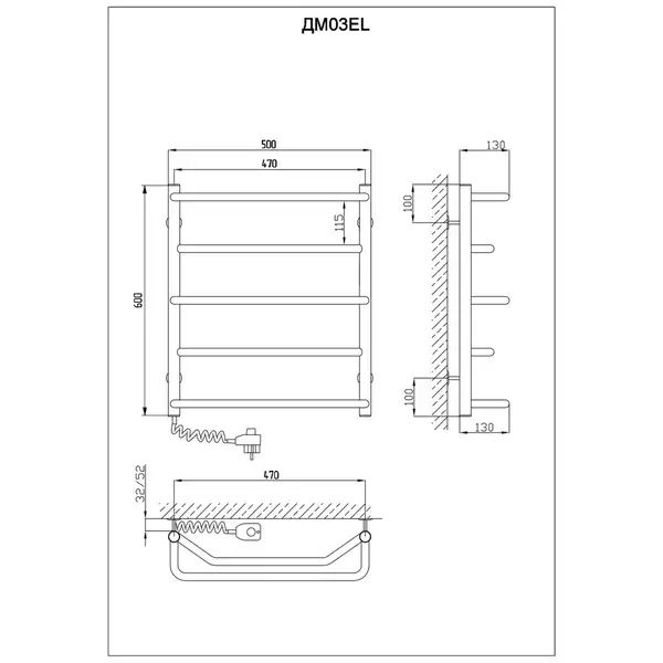 Рушникосушарка KOSSER Мікс 600х530/5 ЕL рег. (ДМ03EL)
