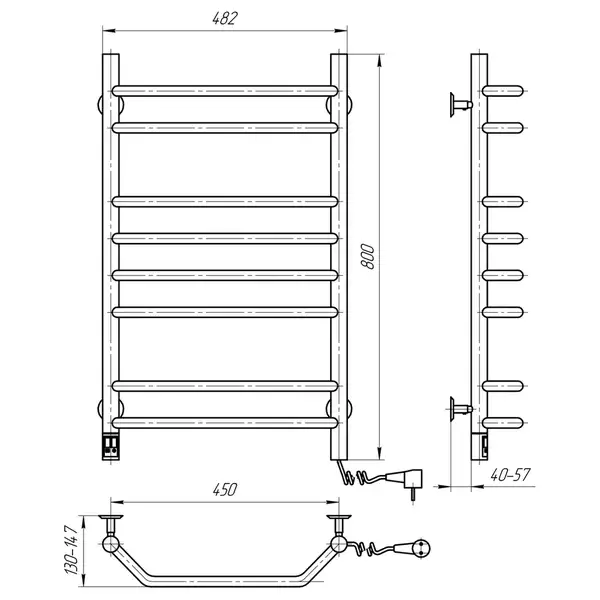 Navin Рушникосушарка Блюз 480х800 Sensor права з таймером 12-006033-4880